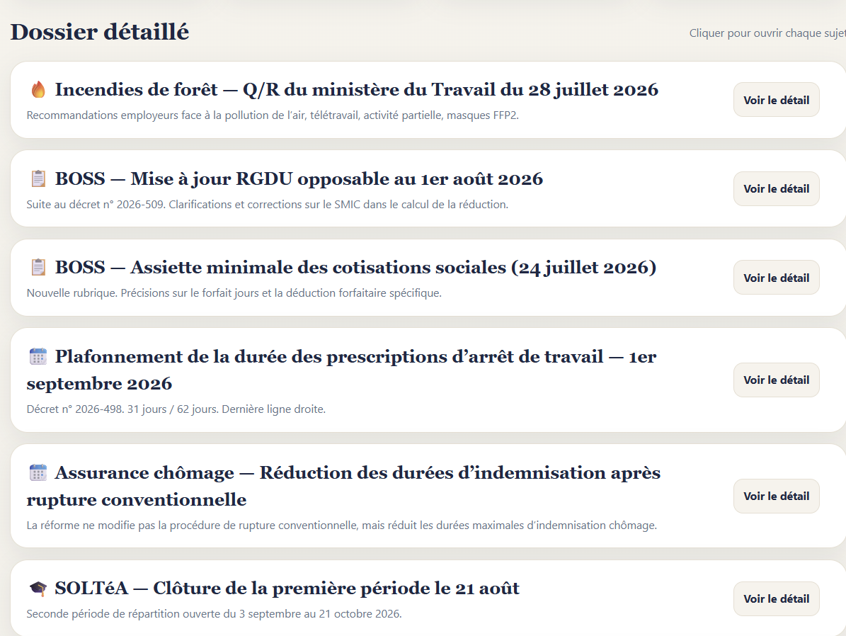 Newsletter d'août 2026 : dossier détaillé des sujets