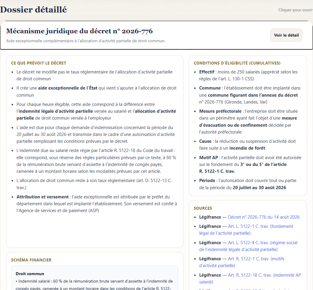 Flash Info Paie — Dossier détaillé : mécanisme juridique, conditions d'éligibilité et sources